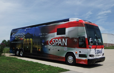 The C-SPAN Campaign 2012 Bus, which offers interactive educational resources about politics and the election, will be at The University of Scranton campus on Tuesday, Oct. 23. Visitors are welcome to tour the bus from 12:30 p.m. to 2:30 p.m.  